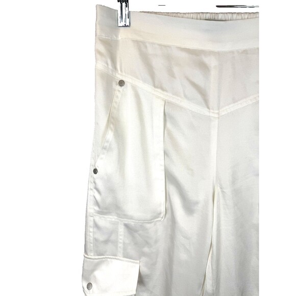 AllSaints Freda Satin Cargo Joggers 6 Ecru Pull On Elastic Waist 90s Y2K - Picture 2 of 16